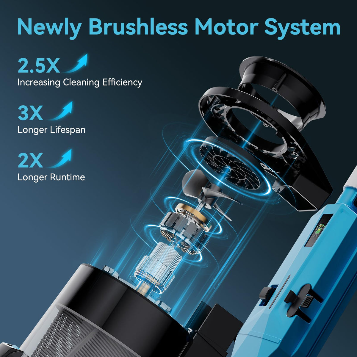 ROBOKLEEN cordless pool vacuum delivering 30 GPM suction for fast debris pickup.
