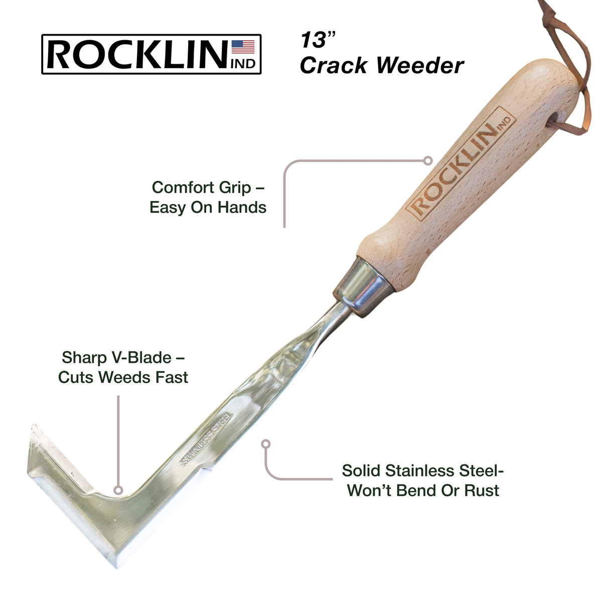 Rocklin Industry beech wood handle design for comfortable grip