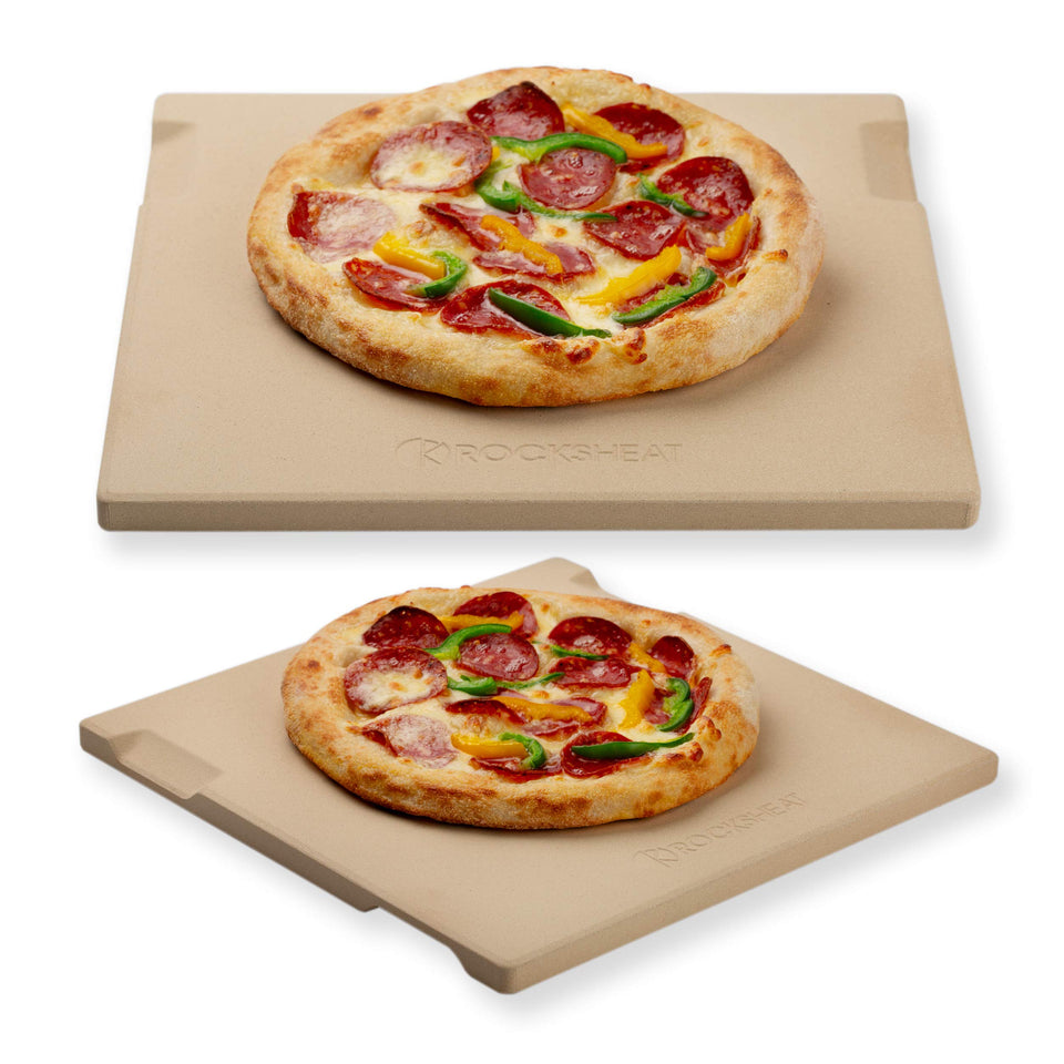 ROCKSHEAT pizza stone 12x12 in oven demonstrates even heat distribution for crispy crust.