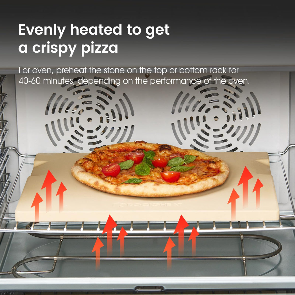 ROCKSHEAT stone withstands high temperatures for versatile baking.