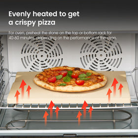 ROCKSHEAT stone withstands high temperatures for versatile baking.