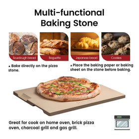 ROCKSHEAT pizza stone delivers even heat diffusion for uniform crust.