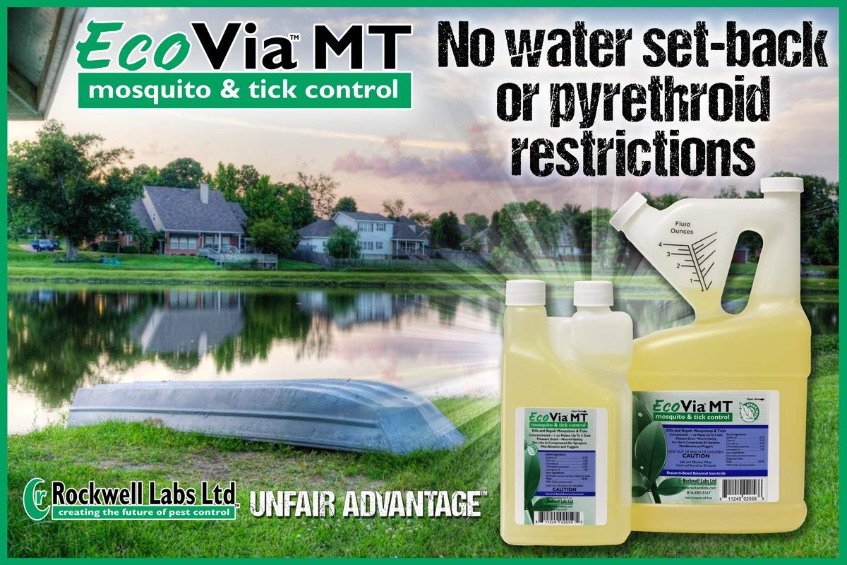 Rockwell Labs EcoVia MT outdoor-use spraying scenario for yard protection.