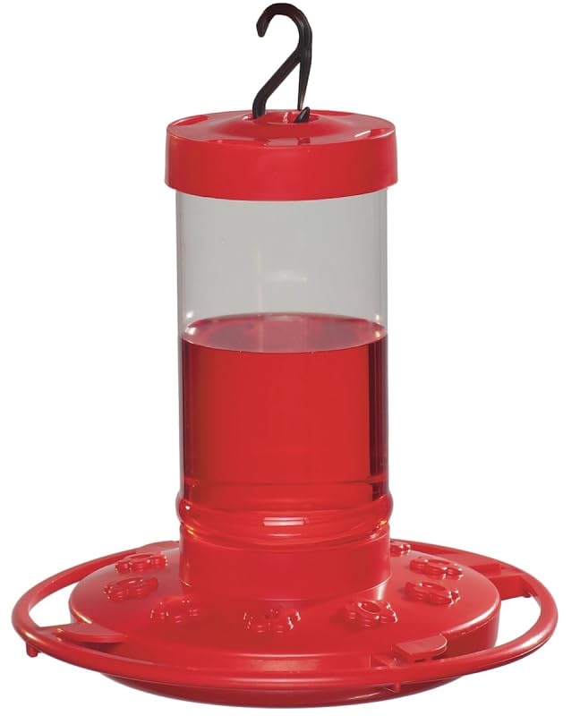 Rocky Mountain Goods hummingbird feeder in bright red, easy to spot and attract pollinators.