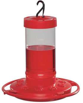 Rocky Mountain Goods hummingbird feeder in bright red, easy to spot and attract pollinators.