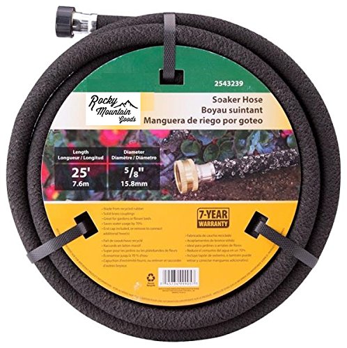 Rocky Mountain Goods soaker hose with heavy-duty rubber for durable garden irrigation.