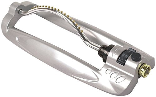 Rocky Mountain Goods Turbo Metal Oscillating Sprinkler with aluminum frame for durable lawn coverage