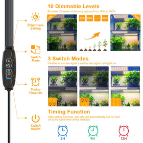 Rocoking LED Grow Light with three modes for flexible coverage