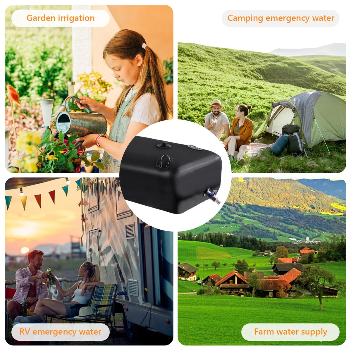 Rodelna foldable water tank supports emergency water storage and rainwater collection.