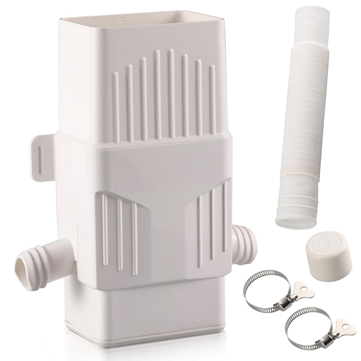 Rodelna rainwater diverter for 2x3 downspout captures rain for garden use