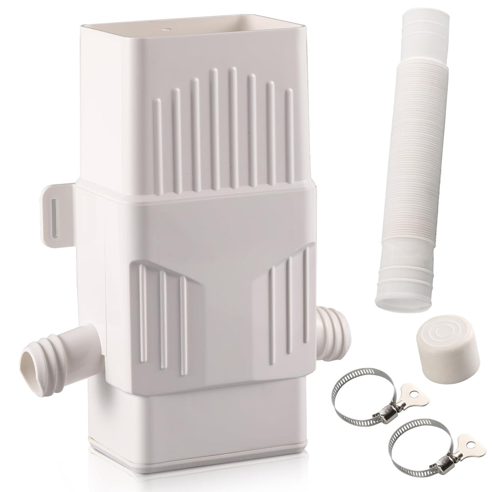 Rodelna rainwater diverter for 2x3 downspout captures rain for garden use