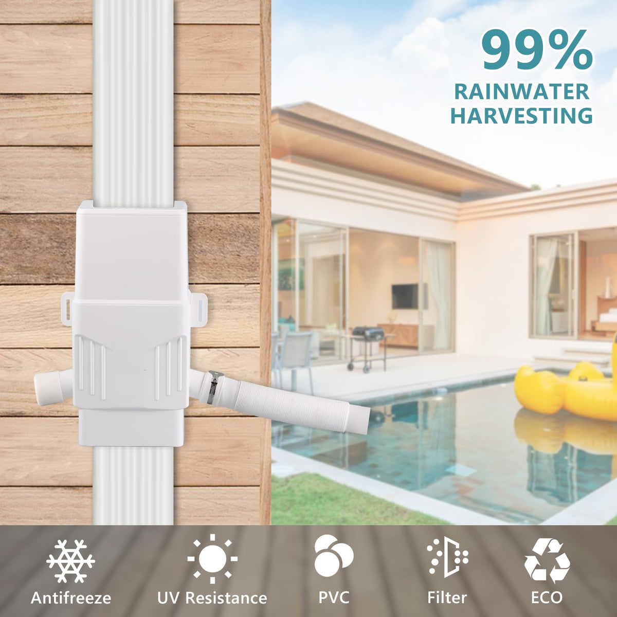 Rodelna rainwater diverter for 3x4 downspout universal fit directs water to barrels
