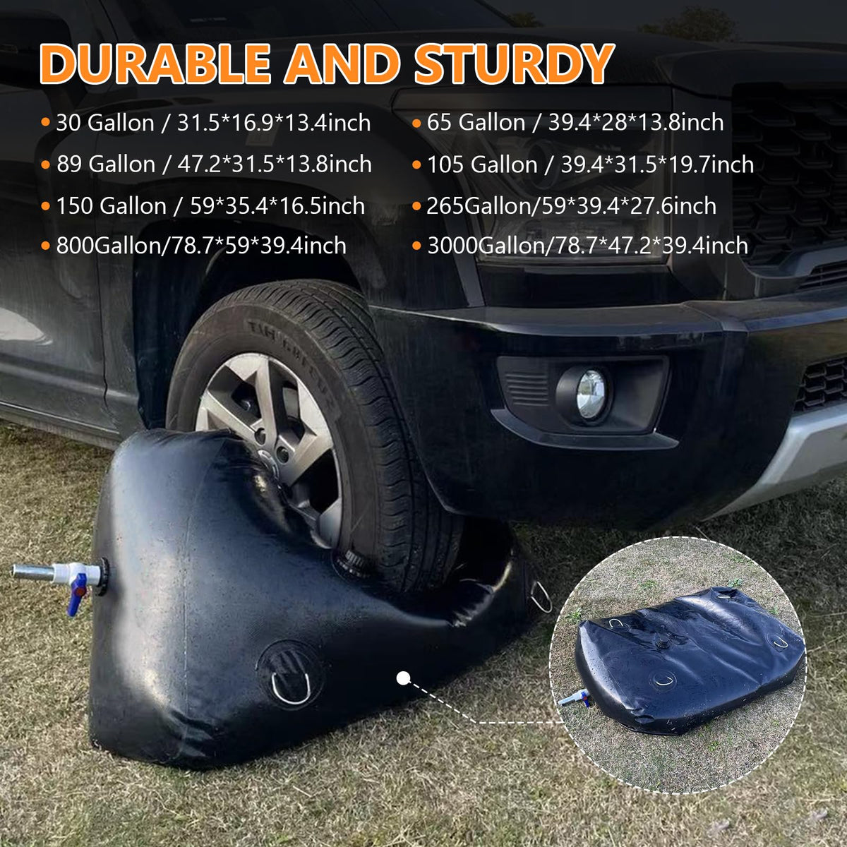 Rodelna water bladder with 3/4 inch spigot for easy water dispensing.