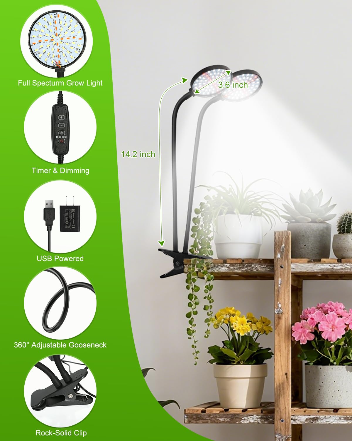 RODINTO grow light with timer-memory maintains consistent daily lighting.
