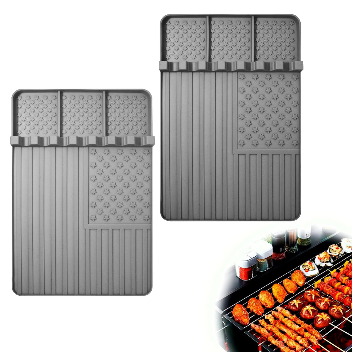 Rodnsurw silicone grill mat large area keeps tools organized and off dirty countertops.