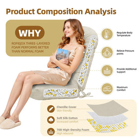 ROFIEJOX cushion with non-slip bottom and secure ties for stability
