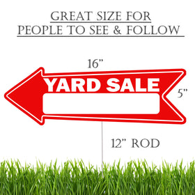 Rogue River Tactical red arrow signs on large 16x5 inch yard signage for visibility.