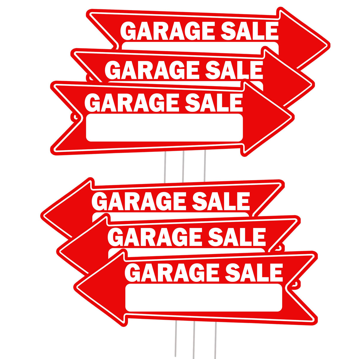 Rogue River Tactical garage sale arrows, double-sided sign with stake for high visibility.