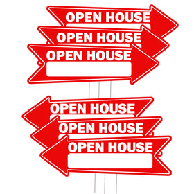Rogue River Tactical open house arrow sign in yard with stake for clear listing directions