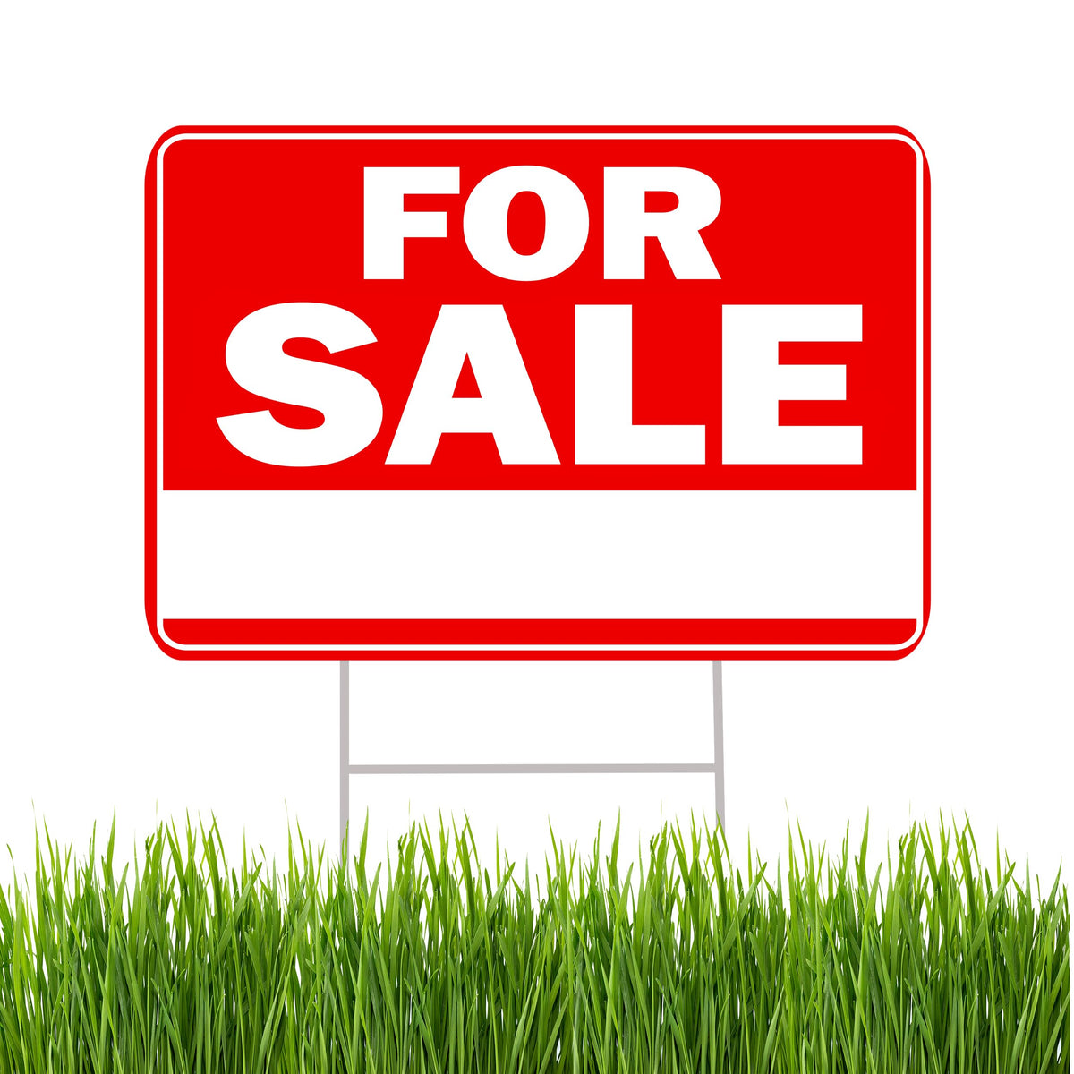 Rogue River Tactical yard sign double-sided with stake front view bold red letters for visibility.