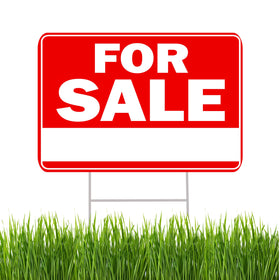 Rogue River Tactical yard sign double-sided with stake front view bold red letters for visibility.