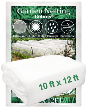 Rohuis garden netting 10x12 ft on a patio, shields from mosquitoes and birds