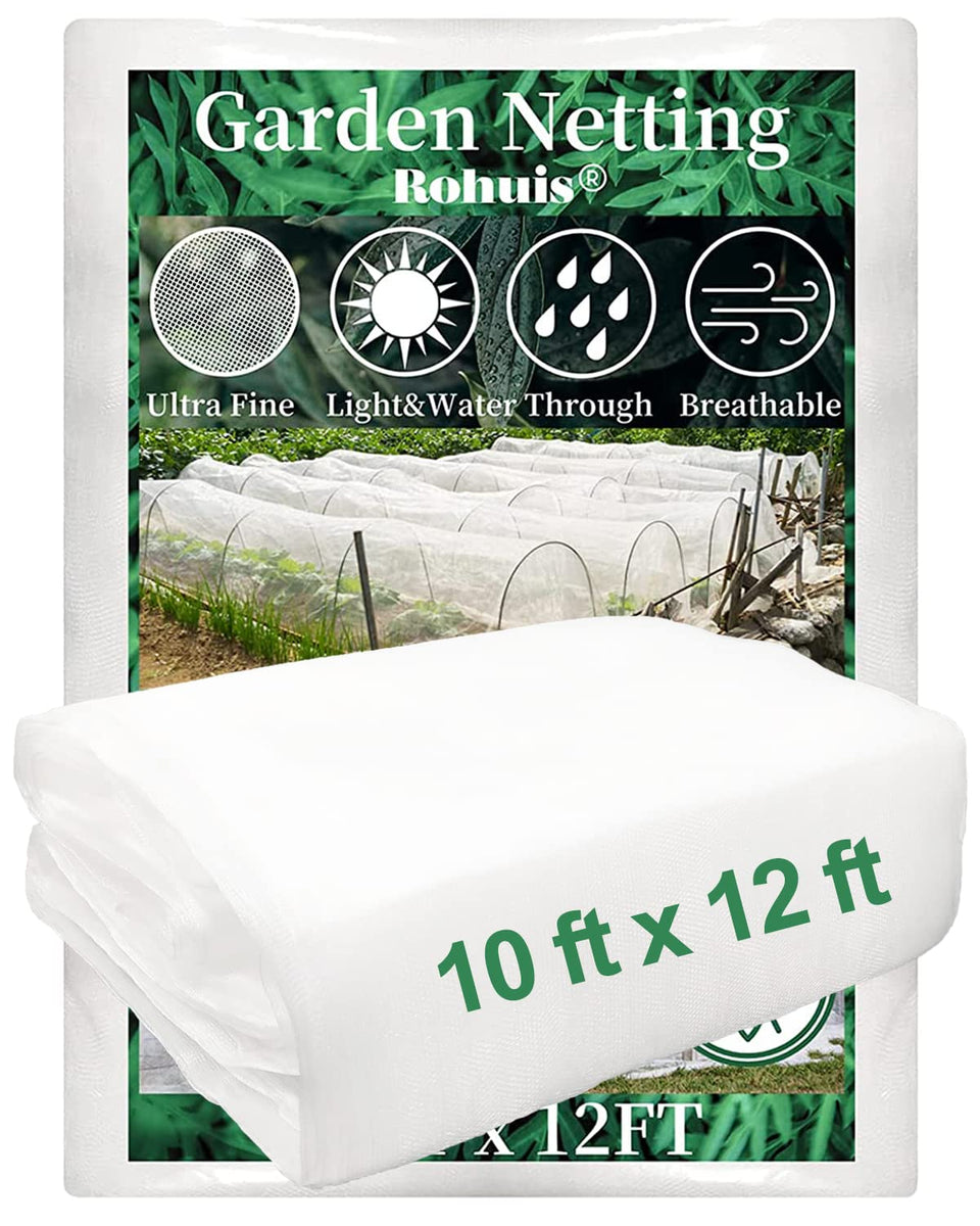 Rohuis garden netting 10x12 ft on a patio, shields from mosquitoes and birds