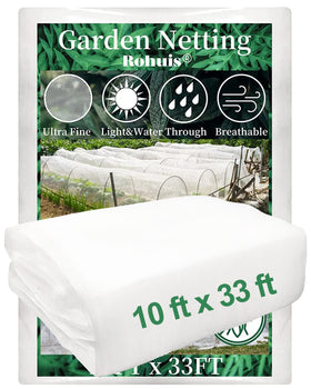 Rohuis garden netting over raised bed provides pest protection while sunlight passes through.
