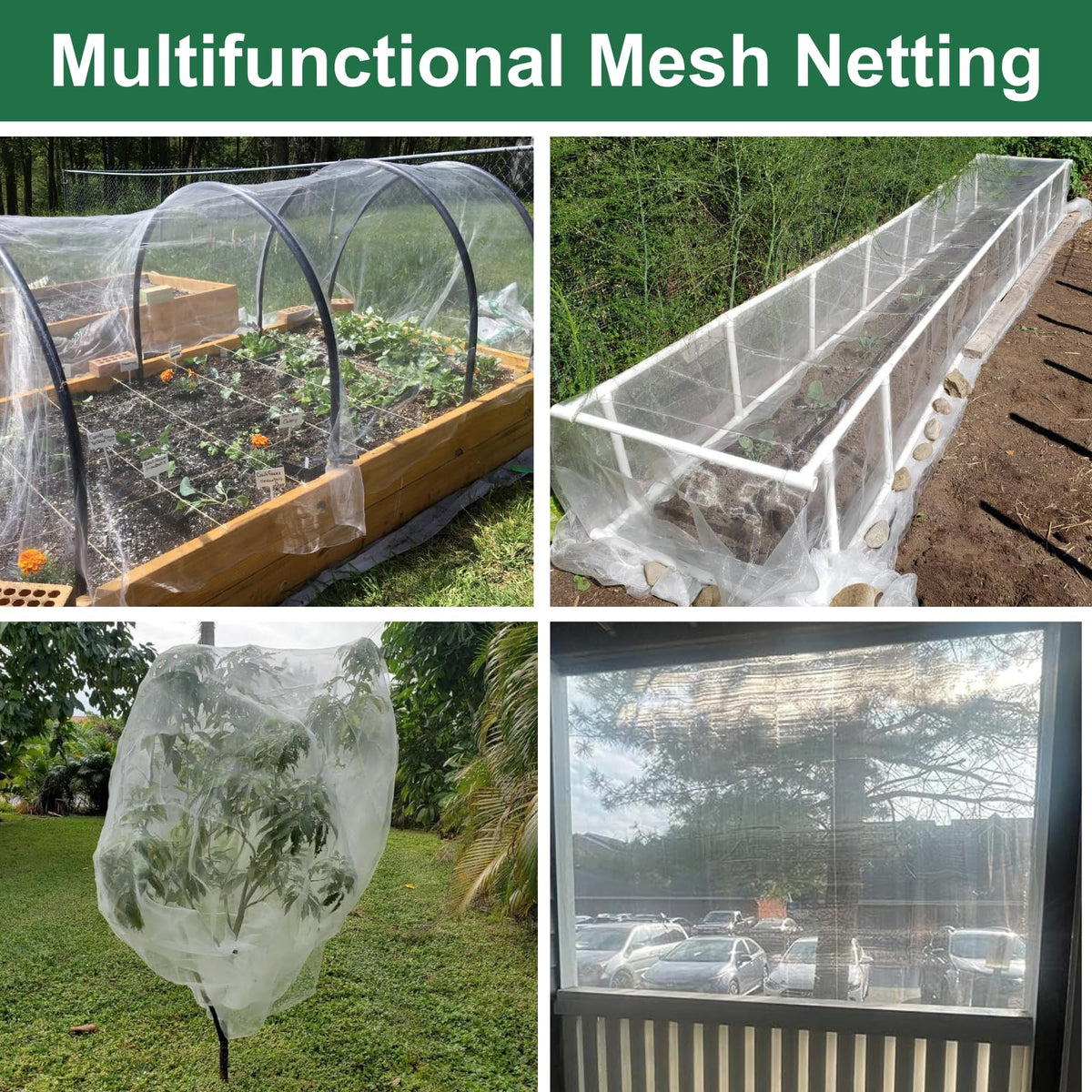 Rohuis garden netting mesh close-up showing durable weave and PE material