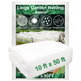 Rohuis Garden Netting Ultra Fine Mesh, 10ft by 50ft, protects crops while letting light through.