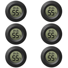 Rojuna six-pack mini hygrometer package front for quick room humidity and temperature checks.