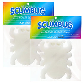 Rola-Chem Scumbug floats in a hot tub, absorbing oils and grime.