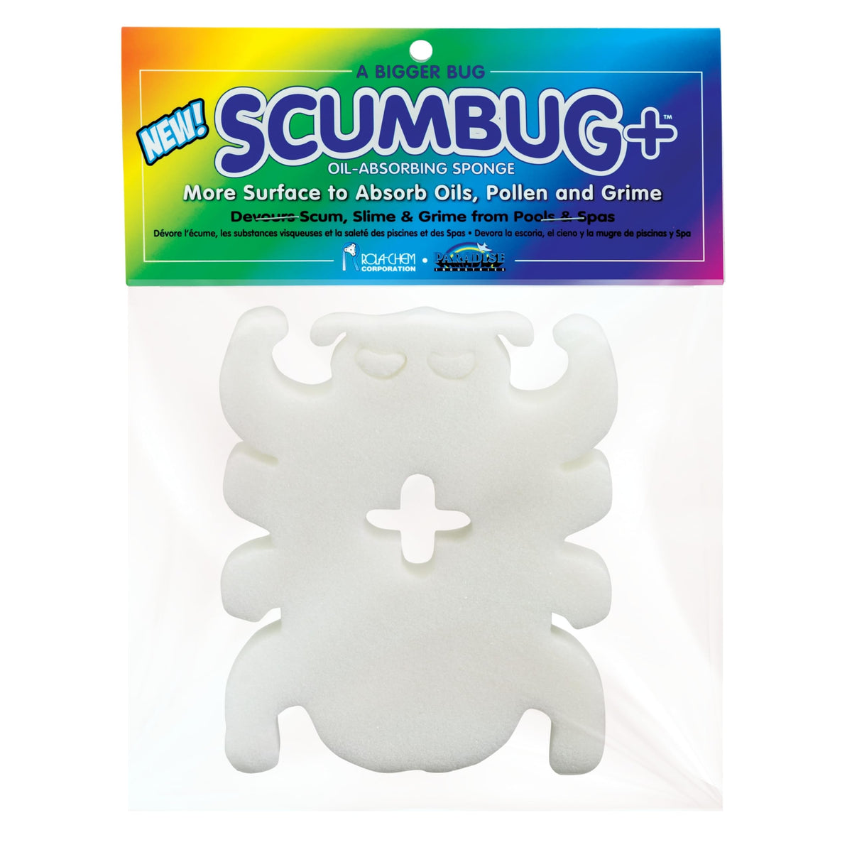 Rola-Chem Scumbug hot tub absorber floats to trap oils and grime.