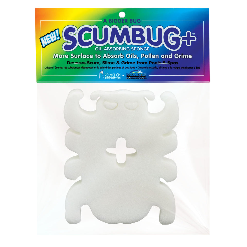 Rola-Chem Scumbug hot tub absorber floats to trap oils and grime.