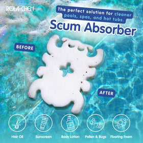 Rola-Chem Scumbug oil-absorption sponge removes sunscreen and body oils from water.