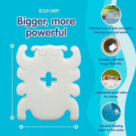 Scumbug helps maintain a clearer water surface in hot tubs and pools.