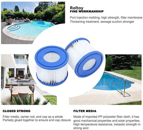 Roltoy VI filter keeps spa water clean and fresh after use.