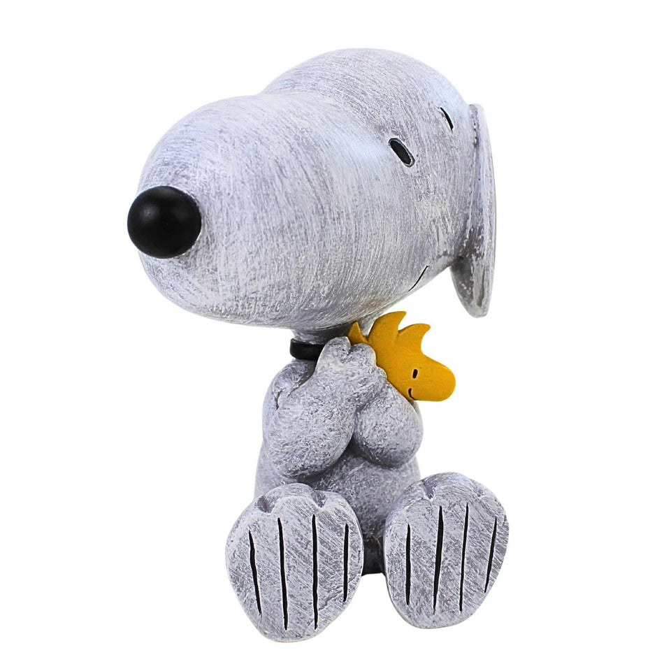 Roman Snoopy and Woodstock statue, overall display, charming outdoor decor