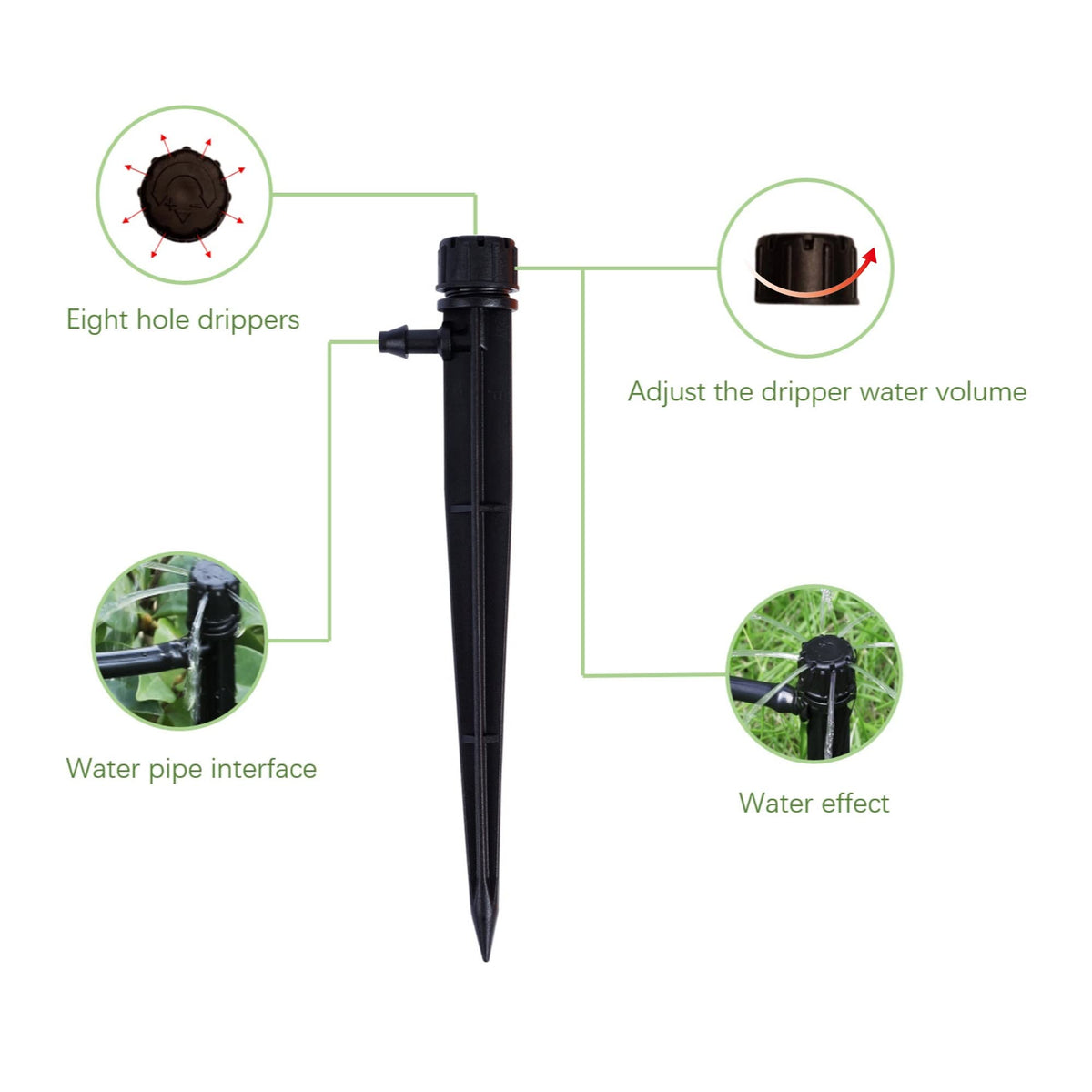 Romanend adjustable-height 1/4-inch emitter for precise flow.