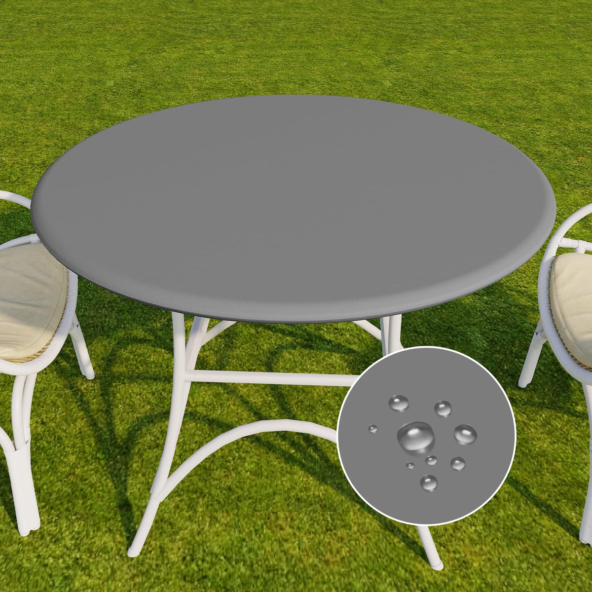 Romanstile round vinyl tablecloth with elastic edge for secure fit on 36-44 inch tables