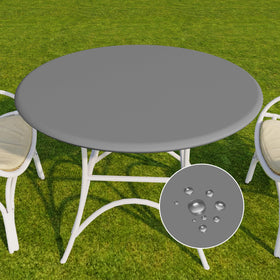 Romanstile round vinyl tablecloth with elastic edge for secure fit on 36-44 inch tables