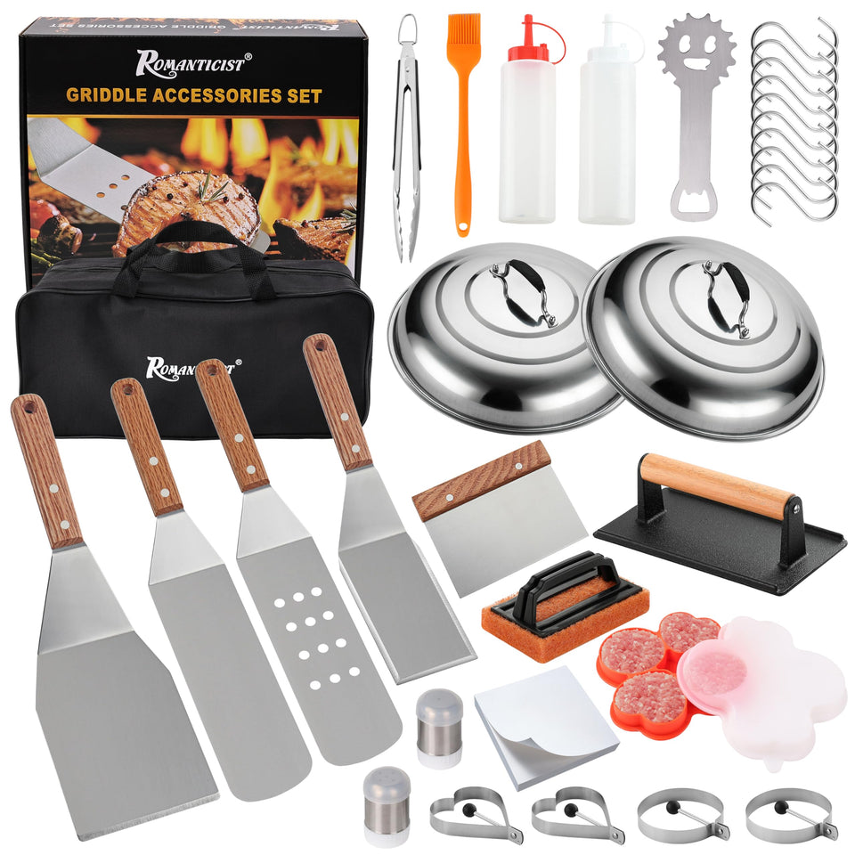 ROMANTICIST 132pc griddle set spatulas for precise flipping and delicate food handling.