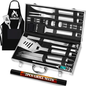 Romanticist 26-piece grilling gifts case organized for travel and gatherings