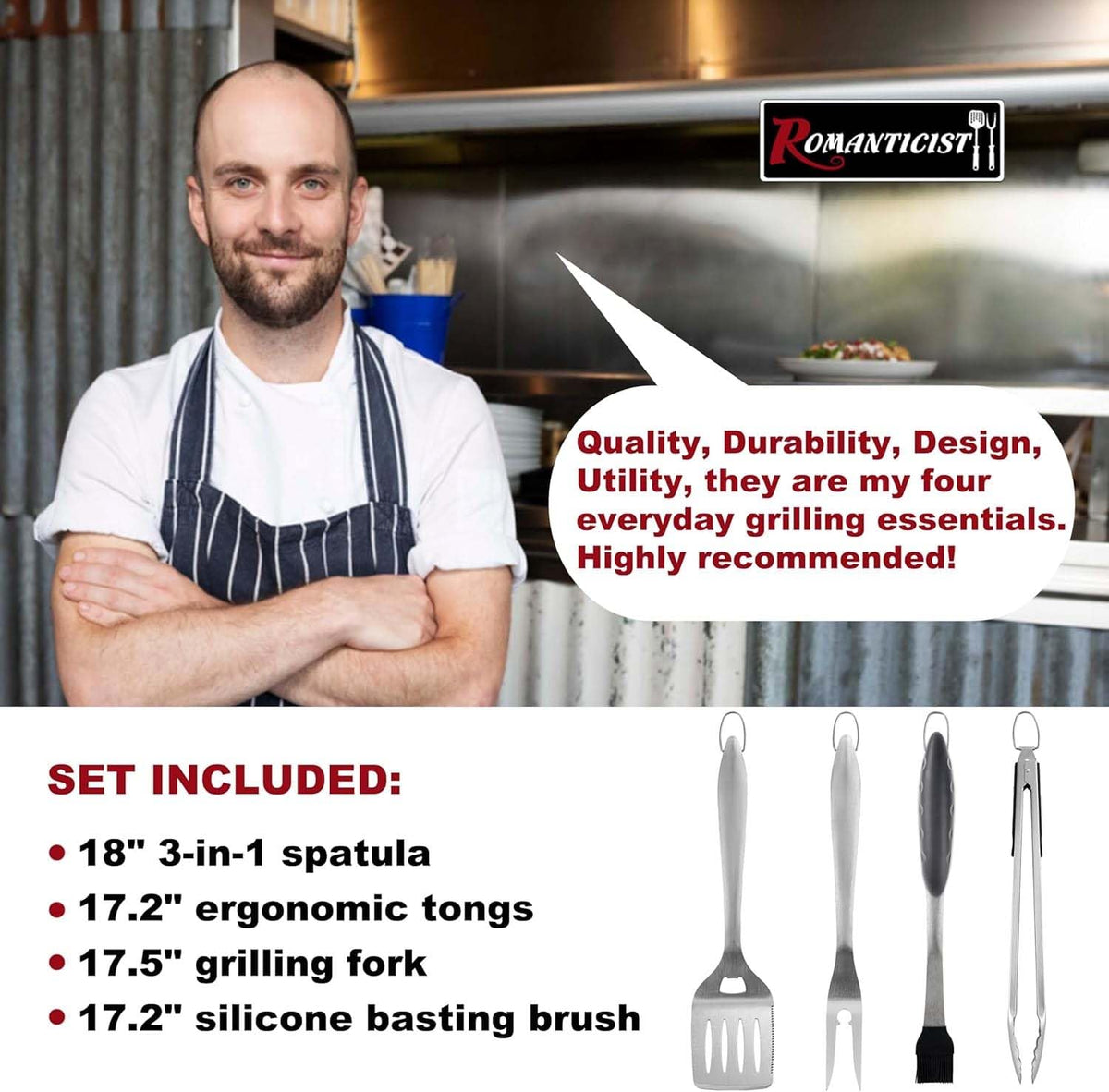 ROMANTICIST grill fork ready to skewer meats and vegetables with ease.