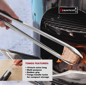 ROMANTICIST grill tools with hanging loop design for easy drying and storage.