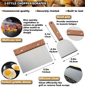 ROMANTICIST curved-edge spatula for easy maneuvering on flat-top grills