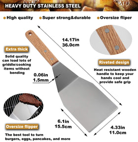 ROMANTICIST ergonomic wood-handle griddle tools deliver comfortable grip and heat resistance