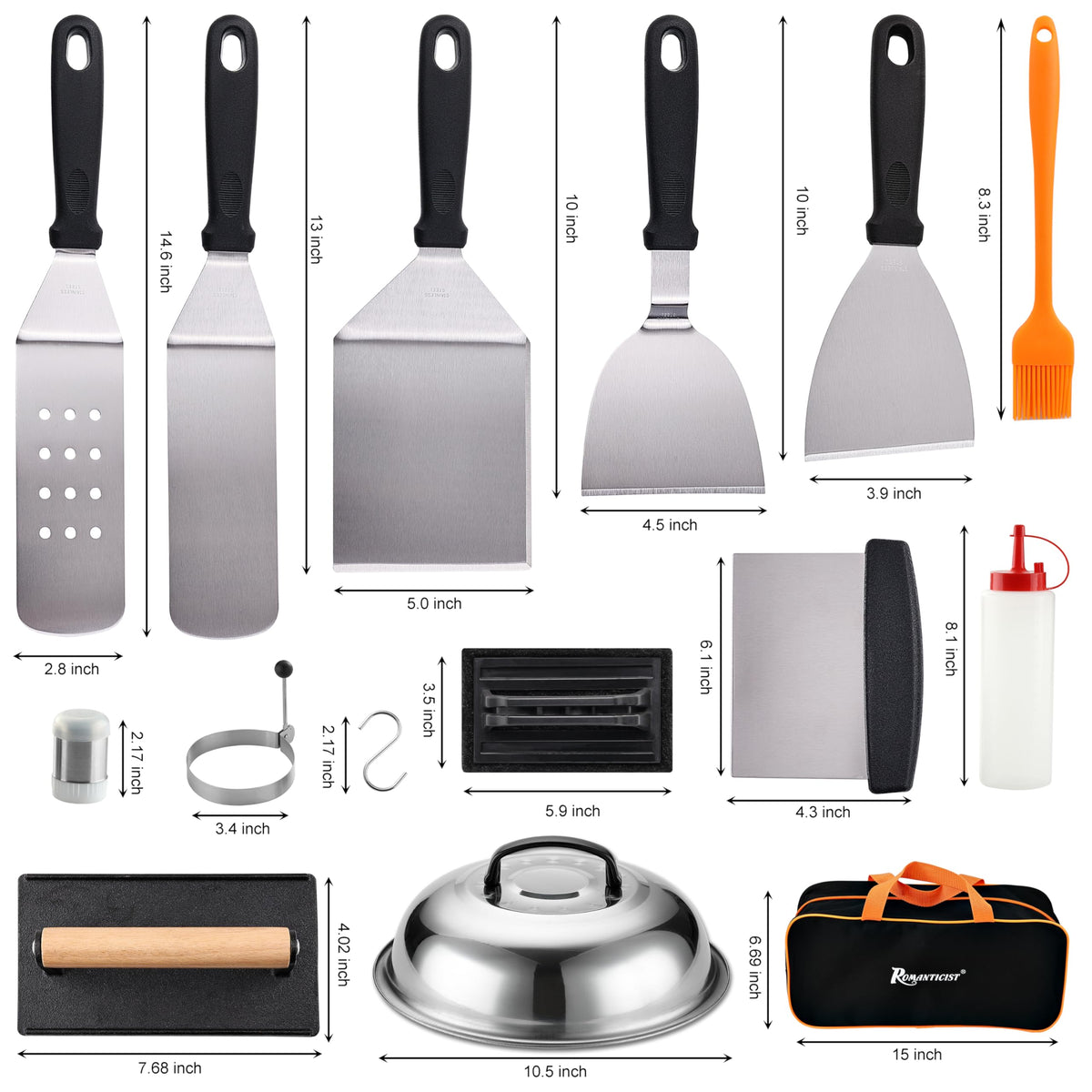 ROMANTICIST extra wide burger spatula for effortless turning and lifted patties.