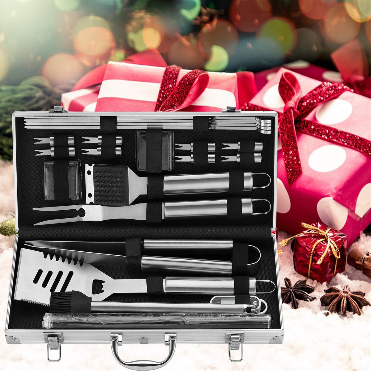ROMANTICIST gift-ready barbecue set ideal for Father’s Day or holidays.