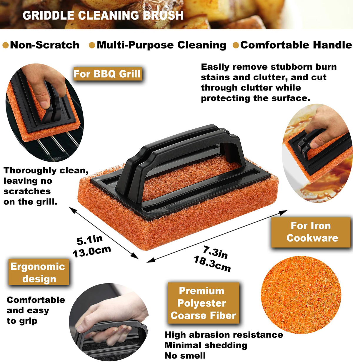 ROMANTICIST griddle scraper and cleaning brush simplify post-cook maintenance